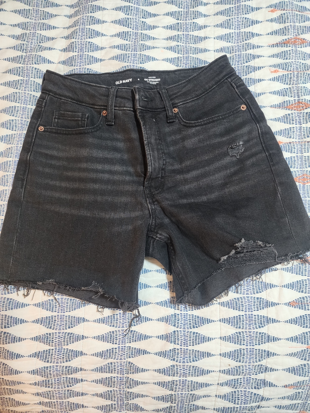 Old Navy Black Distressed High-Rise Jean Shorts